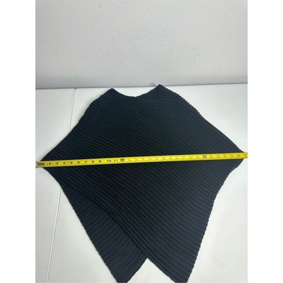 Essentiel Women’s Wool Blend Ponch Black Ribbed One Size - Picture 7 of 9